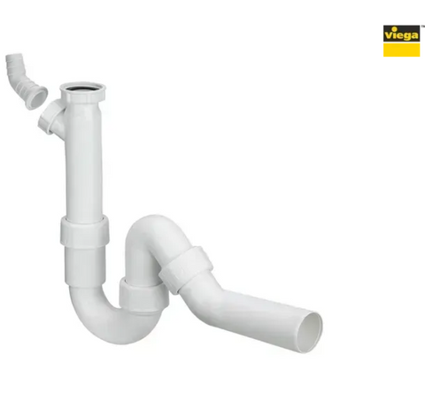 Сифон для раковины VIEGA 1 1/2&Prime;х40 с отводом, 45&deg; пластик белый трубный б/г 101800 816 фото