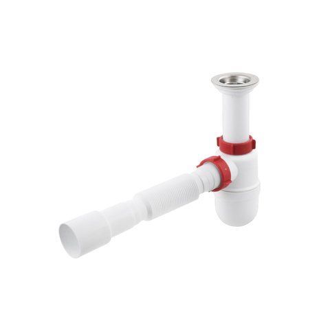 Сифон для кухонної мийки Polmark 1 1/2"X40 З Литим Випуском Та Гофротрубою 40x40/50 PM 40 SF 20 02 80198 фото