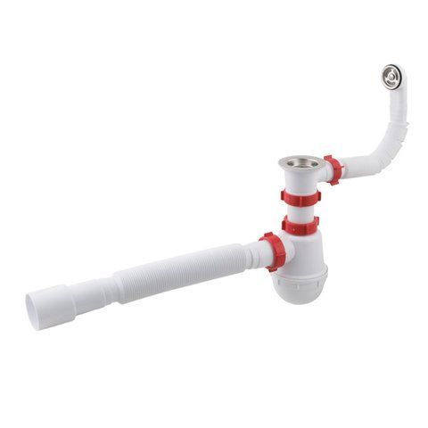 Сифон для кухонної мийки Polmark 1 1/2"X40 З Різьб. Вип. 40x40/50 Та Гнучким Переливом PM 40 SF 2004 80200 фото