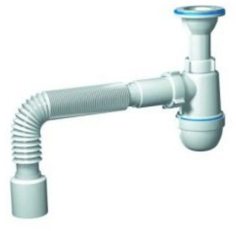 Сифон ANI Plast 1 1/2'*40 з відводом для пральної машини, гнучка труба 40х40/50 (C0315EU) 1325 фото