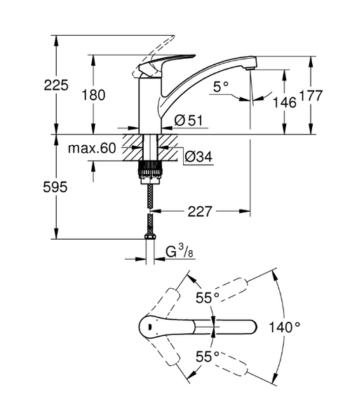 Змішувач для кухні Grohe Eurosmart New (31680000) 31680000 фото