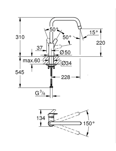 Змішувач для кухні Grohe Eurosmart (305672430) 305672430 фото