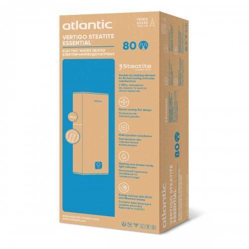 Водонагреватель бытовой электрический Atlantic Vertigo Steatite Essential 80 MP-065 2F 220G (1500W) 841395 фото